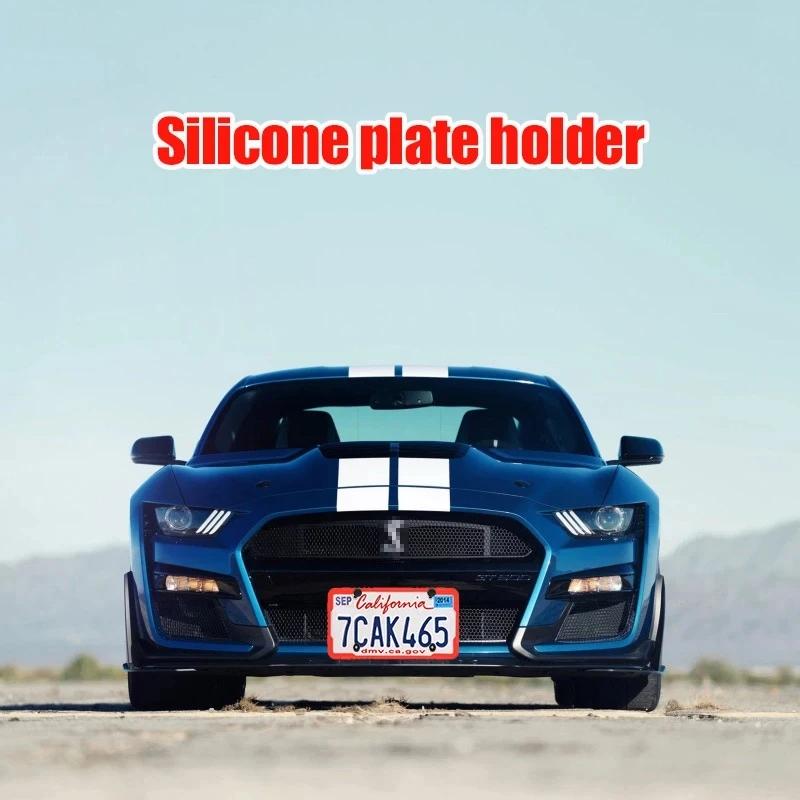2pcs Silicone Car License Plate Frame Multi-color American Standard Car License Plate Holder Screw Set Does Not Hurt The Paint License Plate Covers
