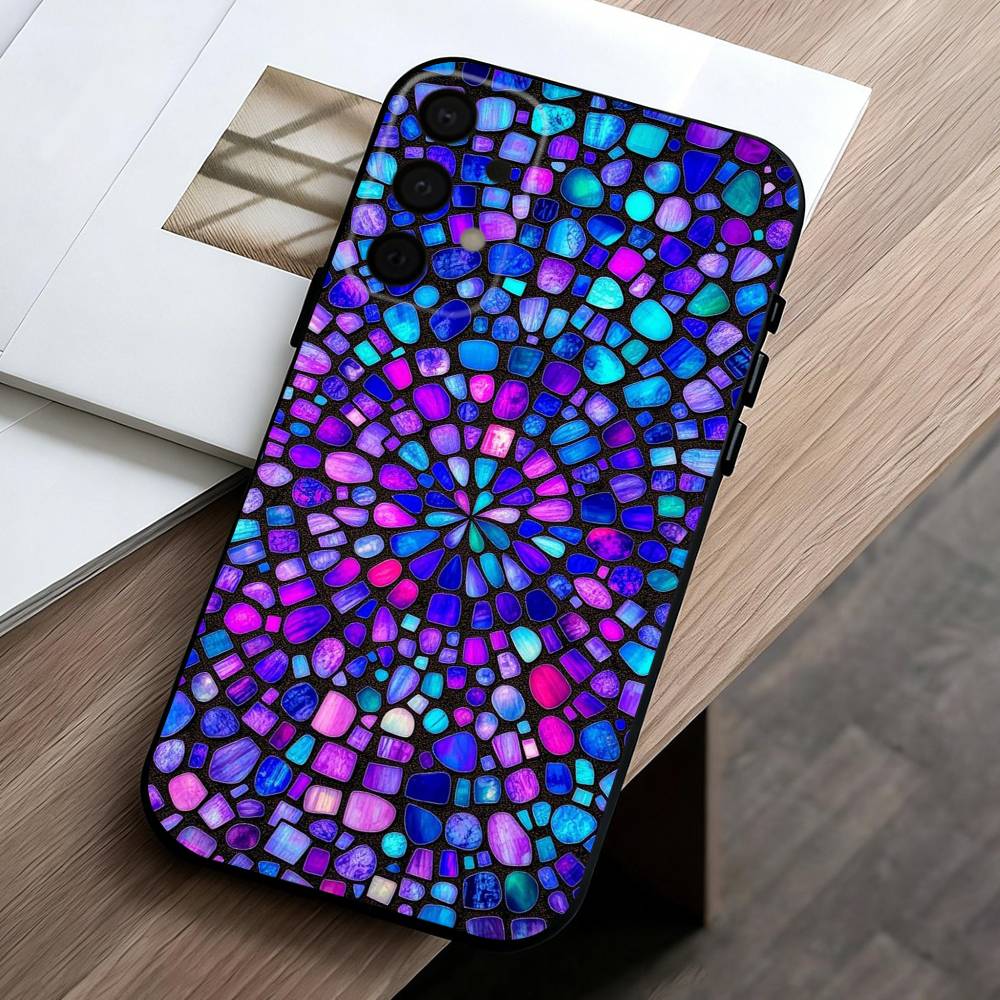 C-Цветной-L G-Стеклянный-S Чехол Для Телефона Samsung Galaxy A73,A72,A71,A70,A53,A52,A51,Другие Мягкий Черный Чехол