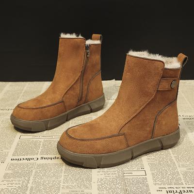Замшевые балетки меховые женские зимние сапоги удобные теплые плюшевые хлопковые туфли модные ботинки на среднем каблуке женские трендовые готические ботинки челси женские