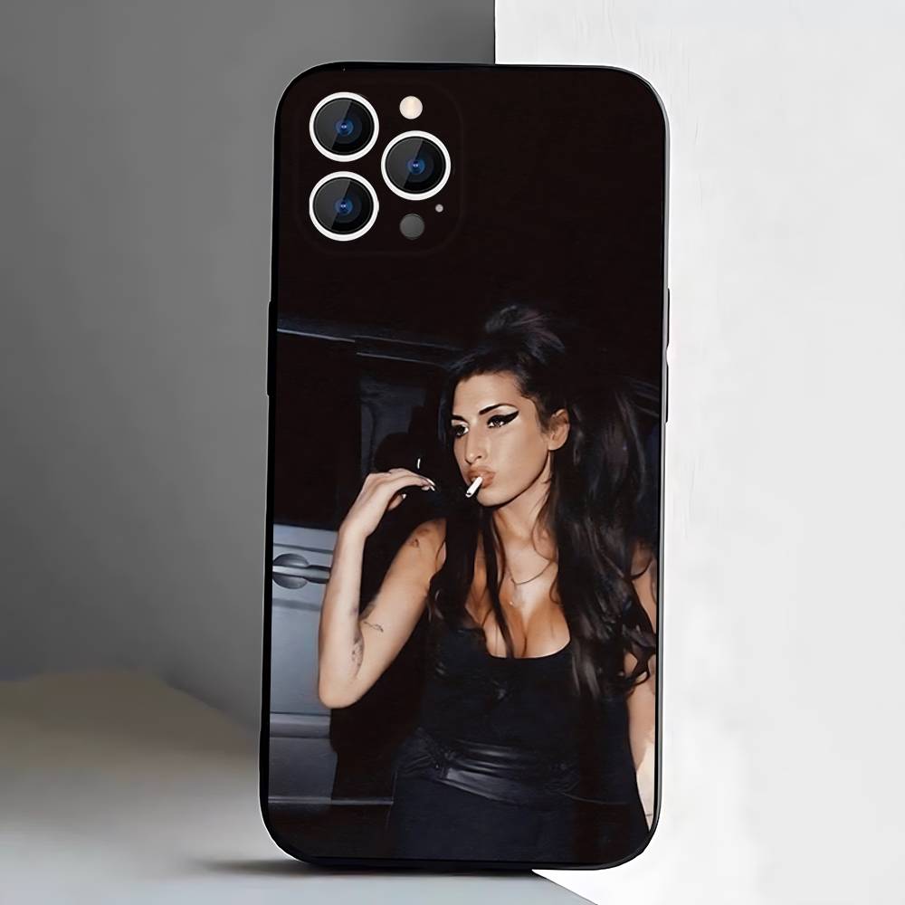 Чехол для телефона Amy Winehouse Для iPhone 17,16,15,14,13,12,Pro,Max,Plus,E,SE4,Air,Mini Черный Мягкий Короб