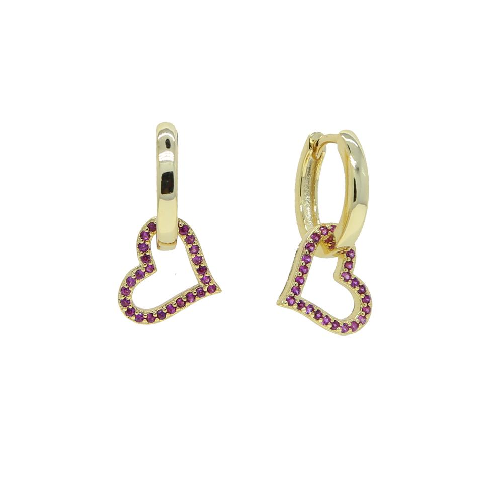 Promotion Trendy Cz Heart Star Hexagon Triangle Colorful Zircon Pendant Women Jewelry Small Hoop Earring