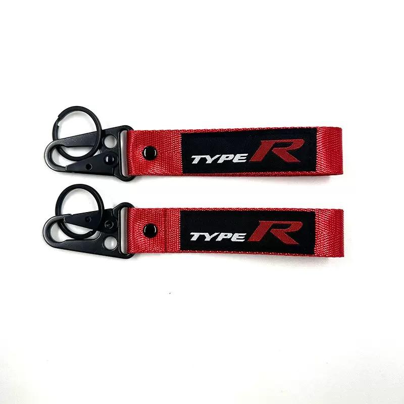 Embroidery Car Logo Key Rings Chain Keyring Keychain Gift For Honda Civic Type R FK8 Type S Auto Decoration Styling Accessories FL3