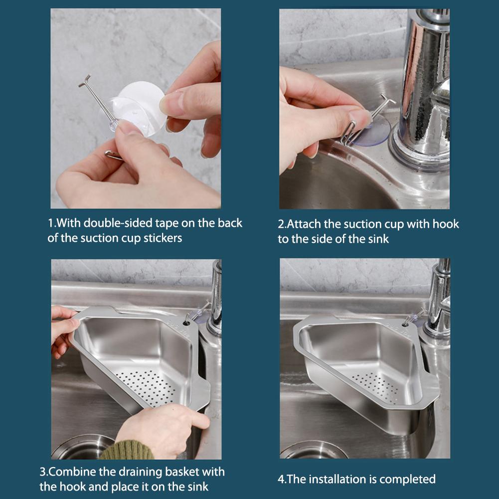 Stainless Steel Sink Strainer Basket Hangs On Faucet Fits All Sink Kitchen Tool for Kitchen Sink for Bathroom Soap Box Organizer