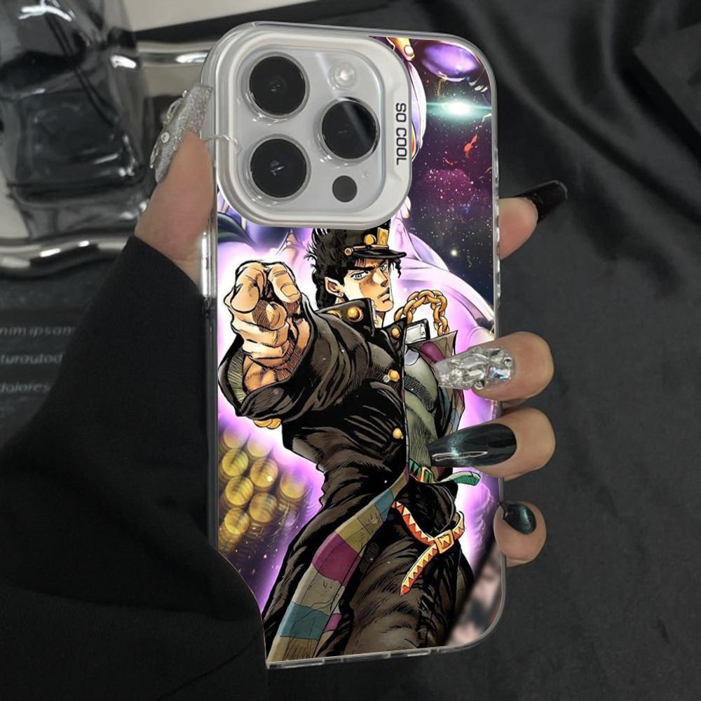 Jotaro Kujo J-Jojos Phone Case For iPhone 16,15,14,13,12,11,Pro,Max,Plus,Mini,XS,SE Anti Fall Gray Silver Matte Hard Bumper