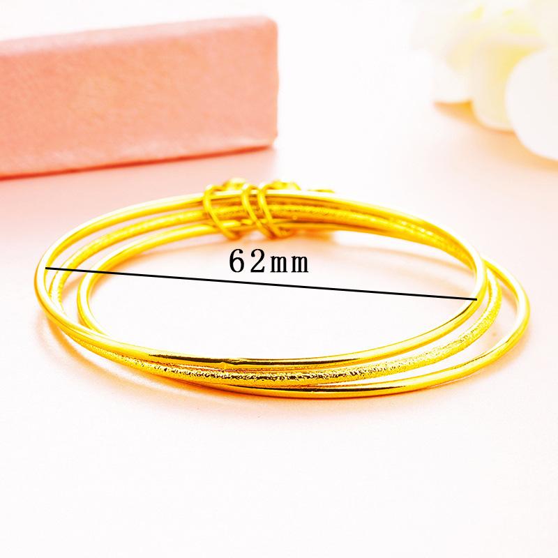 Round Lotus Bangle China-Chic Ancient Style Three Ring Smooth Face Bracelet