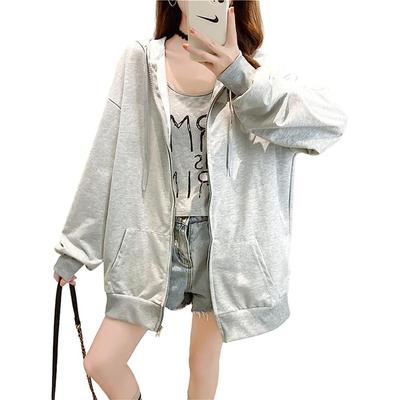 Oversized Loose Flattering Long Harajuku Korean LIY38 Women's Hoodie, Fit, Sweatshirt, Lightweight, Casual, Zip-Up Hoodie, Sleeve, Coat,