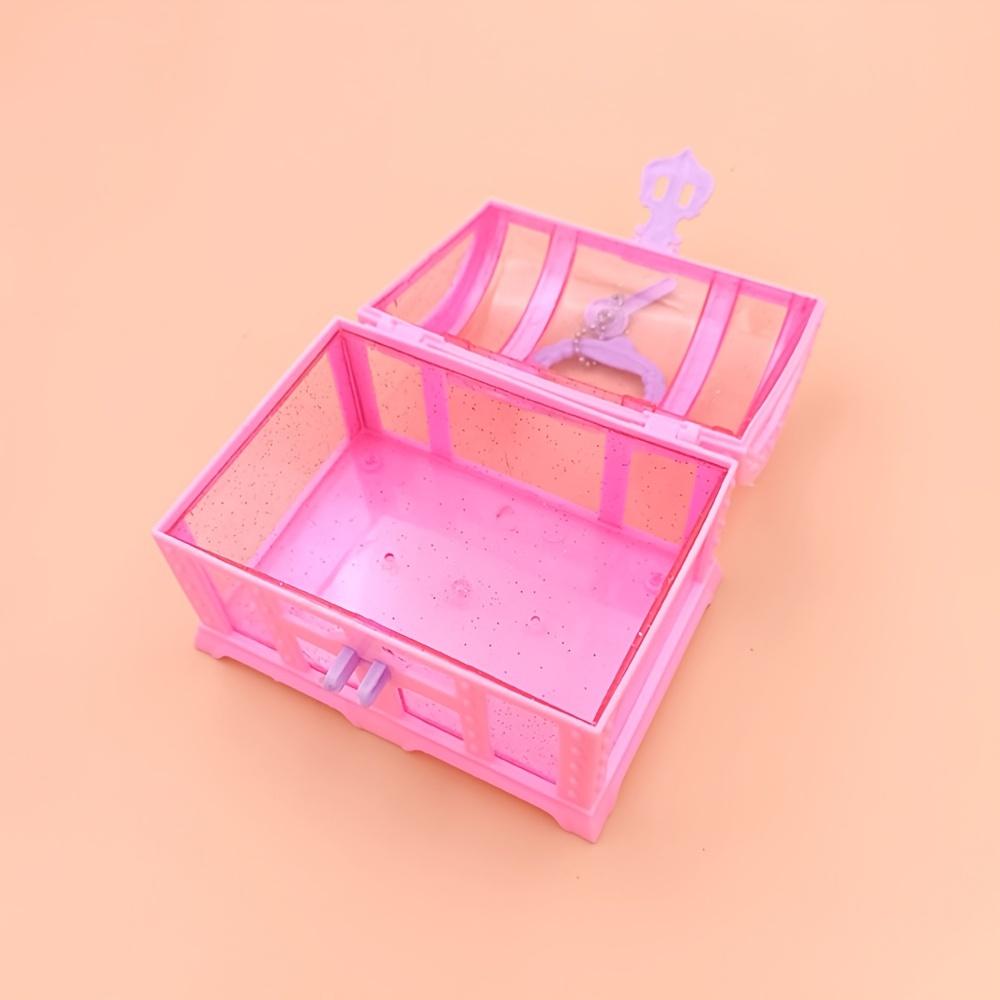 1 шт. Розовый/фиолетовый милый ящик для косметики, пластиковый ящик для игрушек с замком, сундук с сокровищами, футляр для украшений, декоративный ящик для девочек, туалетный столик