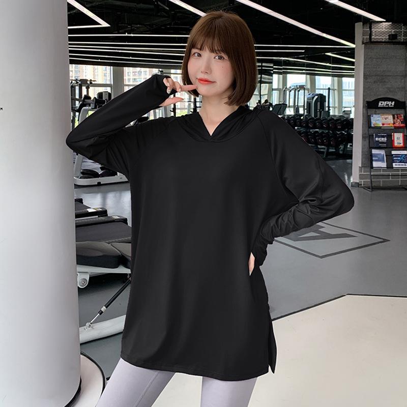 Женская спортивная одежда для йоги больших размеров с капюшоном: Футболка облегающего или свободного кроя для фитнеса и бега