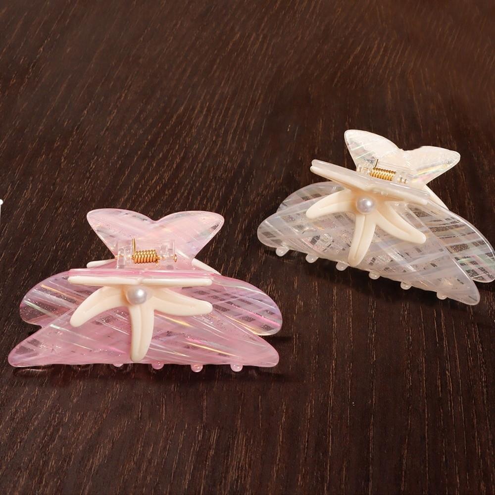 Shark Clip Pearl Hair Claw Colorful Acrylic Shark Clip Personalized Starfish Hair Grab  Streetwear