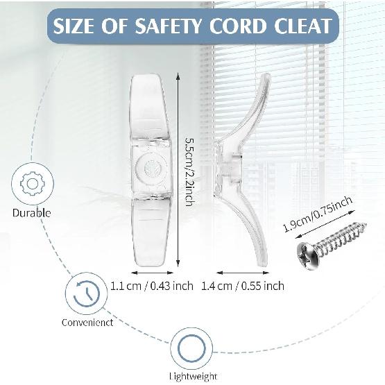 Jetec 12 Sets Window Blind Cord Cleats Safety Cord Cleats for Blinds with Screws Plastic Transparent for Home Office Window Curta Sun Shades Ropes