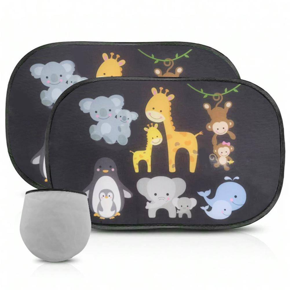 2Pcs Car Side Window SunShade Windscreen Roof Window Cartoon For Children Adults Adsorption SunShade Sunvisor with Storage Bag