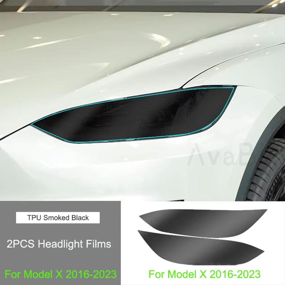 TPU Blackened Headlight Taillight Foglight Protective Film for Tesla Model X For Model S 2024 Black Color Changing Films