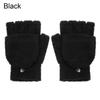 Dual-use Warm Winter Convertible Flip Top Half Finger Gloves Knitting Mittens Coral Velvet  Gloves