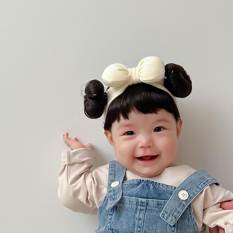 Модный милый детский парик для волос, повязка на голову для детей, бант для девочек, повязка на голову для новорожденных, парик для малышей, шапка, накладка для волос, головной убор для косплея