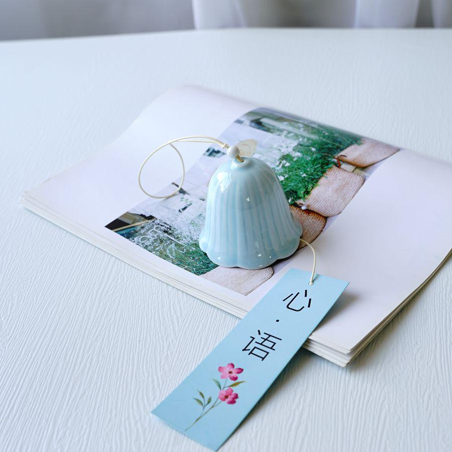 Подвесной колокольчик в японском стиле, тюльпан, керамический колокольчик, цветущая вишня, подвеска ручной работы, украшение для сада