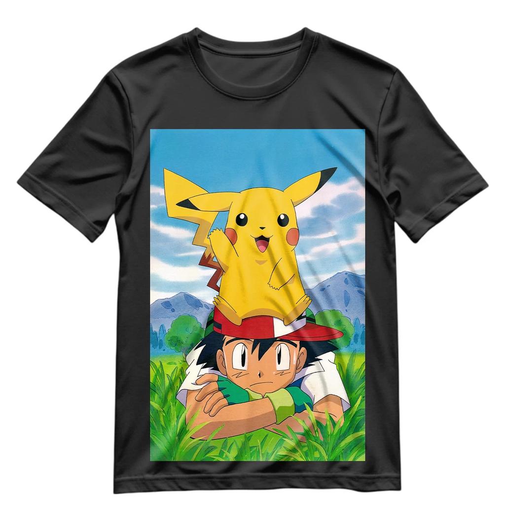 Pokemon T Shirt Retro Ash Ketchum And Pikachu Graphic Shirt S-XXXL