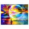 5D Diy Colorful Moon Diamond Painting Fashion Diamond Painting Moon Sailboat Diamond Painting Landscape Seaside Rhinestone Pictures Home Decor