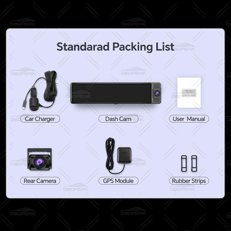 H330 11.26" Rearview Mirror 3 Cameras Front Inside Rear 4K+1080P+1080P Dash Cam Infrared Night Vision WIFI GPS Video Recorder