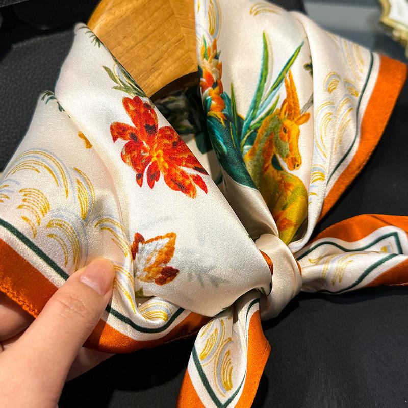 Новый 100% Натуральный Шарф из Натурального Шелка Женский Платок Бандана Квадратные Шарфы Палантин Косынка Тутовый Весенняя Мода Роскошный Высокое Качество Хиджаб