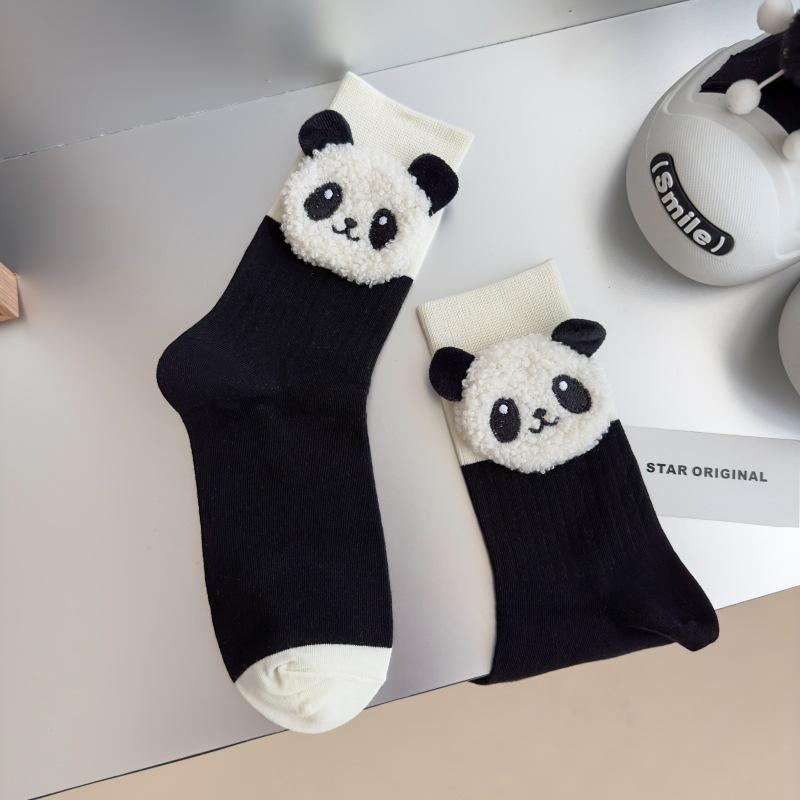 Niche Socks, Black And White Color-Blocking Cow Three-Dimensional Panda Socks, Trendy Sports, Wear Pure Cotton Socks
