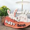Easter Hanging Tag Pendant Cartoon Rabbit And Carrot Shape Hanging Colorfast Reusable Wooden Thick Anti-crack Porch Garden Door Decoration Sign