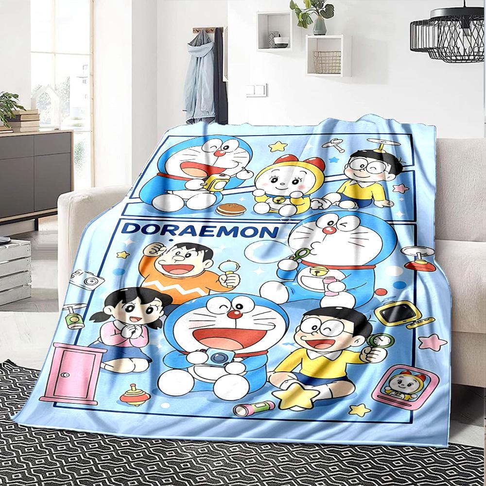 1pc Doraemons Joyful Adventure Flannel Blanket,Ultra Soft Warm Plush Throw for Home Bedroom Bed Sofa Cover Camping Picnic gift Y7241