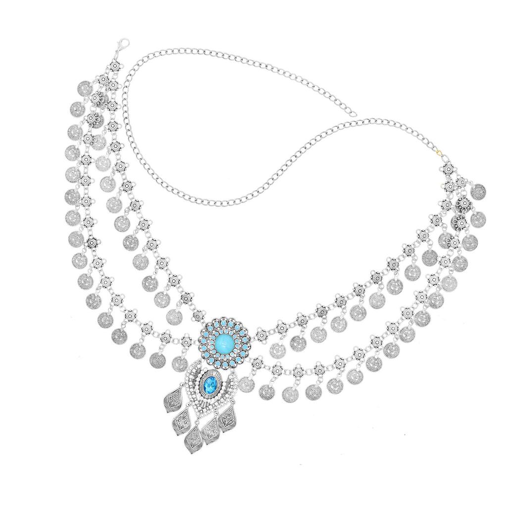 Ретро Цепь Пояс Многослойная Цепь для Талии с Монетой и Бахромой Дизайн для Костюмов для Танца Живота и Вечерних Нарядов