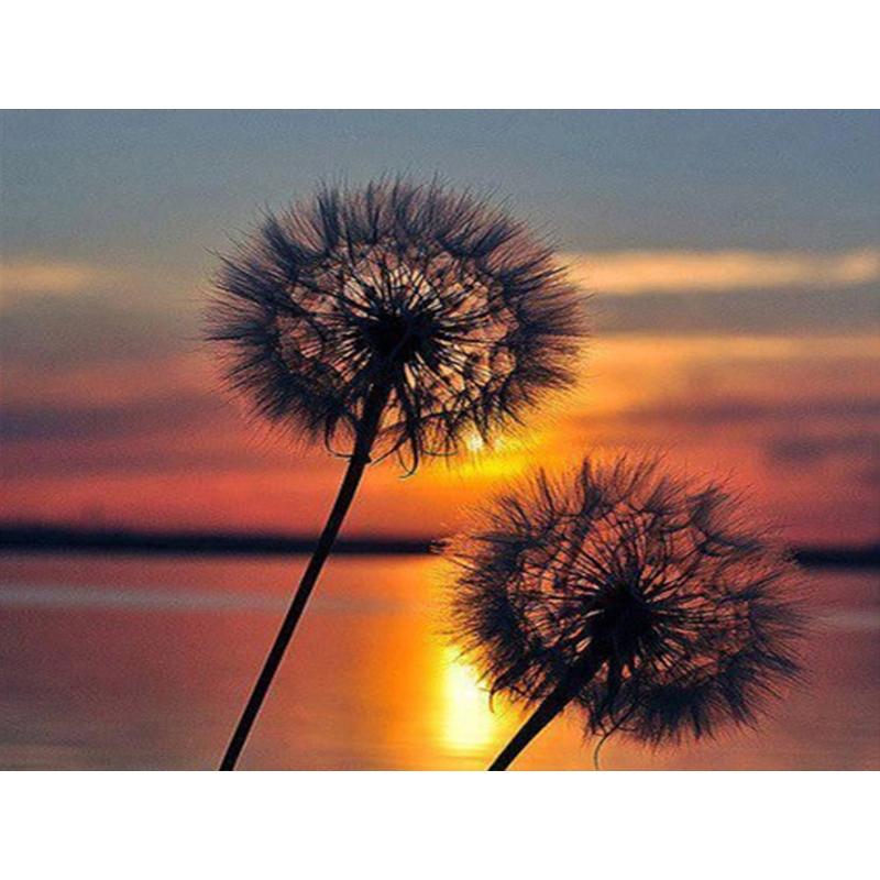 Diamond Painting Dandelion Full Square Mosaic Art Sunset Diamond Embroidery Landscape Picture of Rhinestone Home Decor