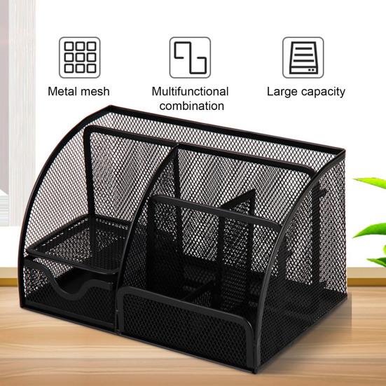 Металлический держатель для ручек, большая емкость, несколько отделений, компактный размер, портативный настольный держатель для кистей для макияжа, карандаш, коробка для хранения