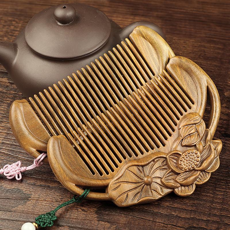 Natural Peach Wood Comb Healthy No-Static Massage Hair Wooden Comb Health Care
