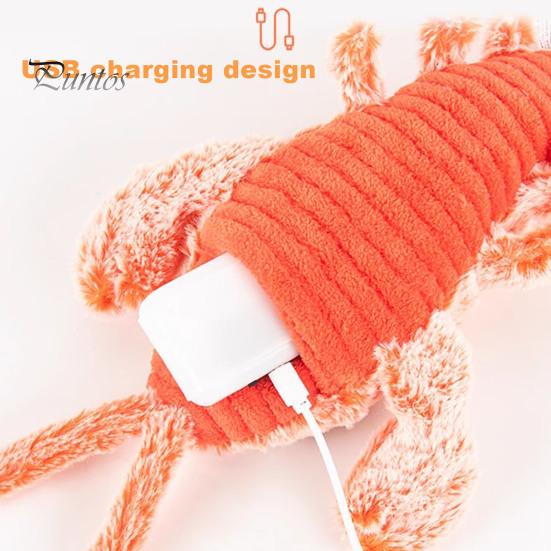 Интерактивная игрушка для собак "Лобстер" с USB-перезаряжаемыми режимами вибрации Игрушка для кошек Электрическая реалистичная виляющая игрушка-лобстер Кошачья мята Добавляется для снятия стресса
