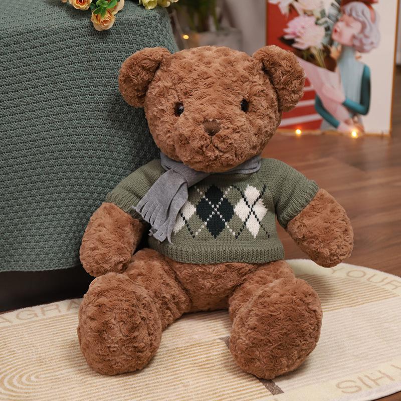 Press Doll Bear Doll Stuffed Toy Sweater Bear Large Birthday Gift Children's Favorite Toy