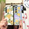 Phone Holder Durable Phone Case For Realme C65 Oil Painting Anti-dust Flower Silicone Shockproof Wristband Waterproof