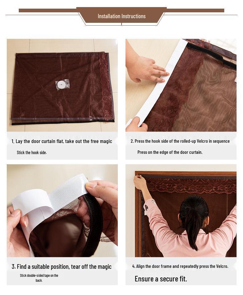 Магнитная москитная сетка на липучке - Бесшумная и зашифрованная для использования в спальне