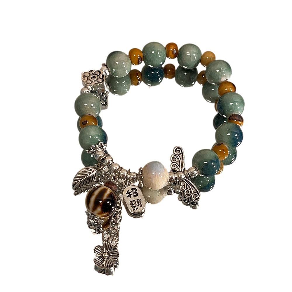 JMXD-Ceramic Beaded Butterfly Bracelet Female, Literary New Chinese Style Small Fresh Girlfriend Bracelet