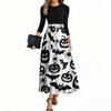 Женские модные повседневные платья с поясом, рукавом три четверти, круглым вырезом, с принтом на Хэллоуин, элегантные, с темпераментом