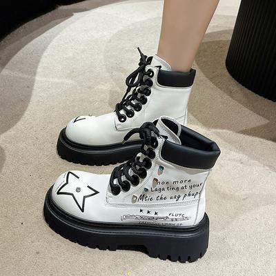 Уличная мода Платформа Женские сапоги Зимние новые модные цветные мотоциклетные сапоги Дизайнерские женские панк готические туфли