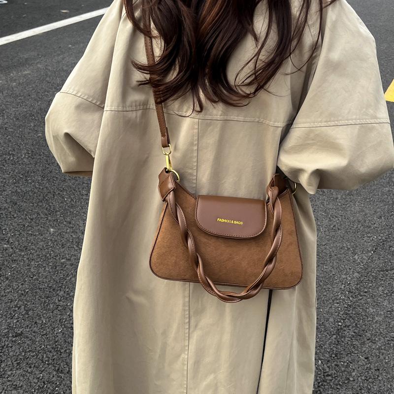 Suede Bag Women's 2025 New Trendy Autumn and Winter High-end Underarm Bag Retro Shoulder Bag Commuter Messenger Bag