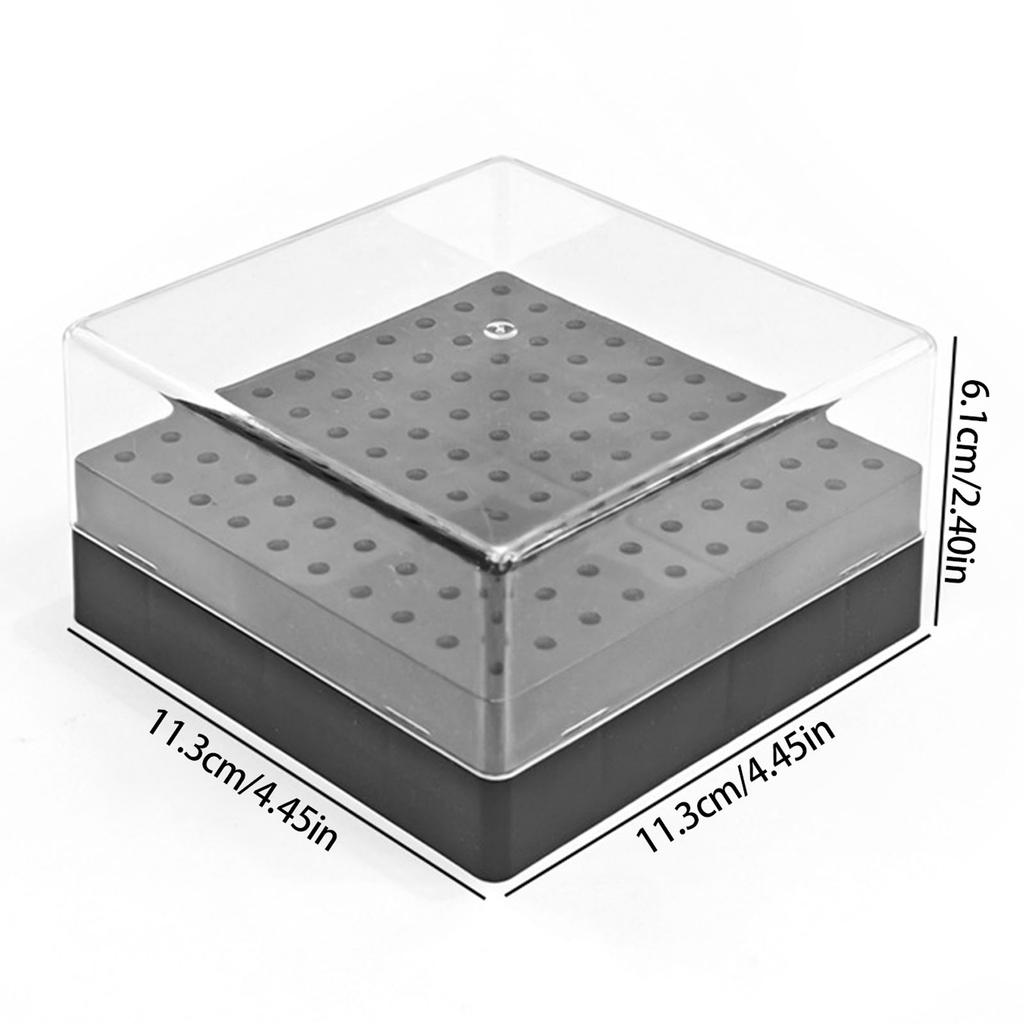 100 Hole Nail Drill Bit Organizer Box Practical Plastic Storage Case With Transparent Cover For Manicure Tools
