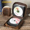 Ретро Чехол для хранения CD из кожи Crazy Horse на 56 дисков с ремешком на запястье