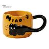 Кружки для кофе с изображением кошек, емкостью 380 мл. Милые чашки с изображением кошек, керамические чашки для чая, экономящие место, подарок для любителей и коллекционеров кошек.
