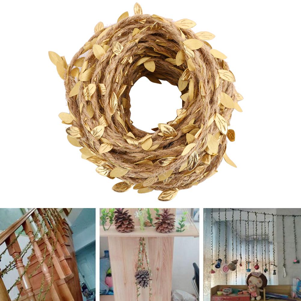 10 м искусственная гирлянда из листьев, веревка, лоза, плетение, пенька, сделай сам, домашнее ремесло, декор для свадебной вечеринки, золотой