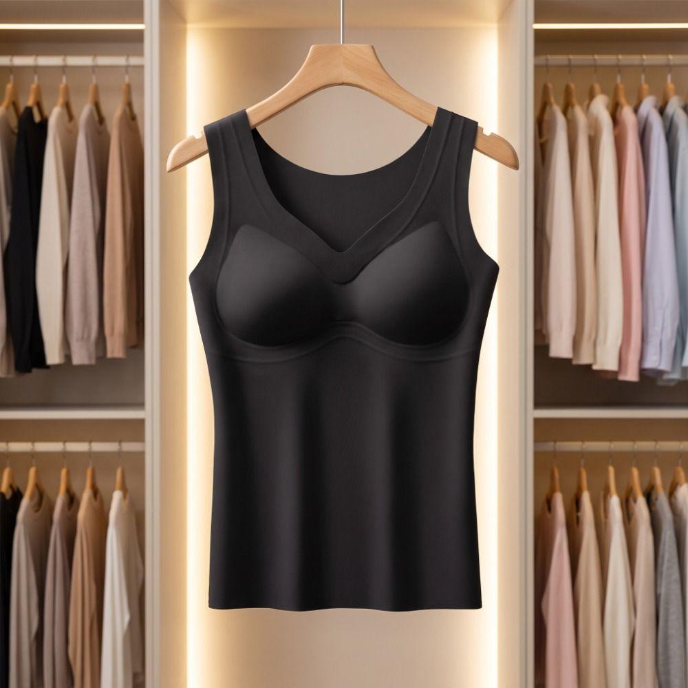 with Chest Pad Thermal Vest Underwear Bottoming Camisole Breathable Heating Vest Top Autumn Winter