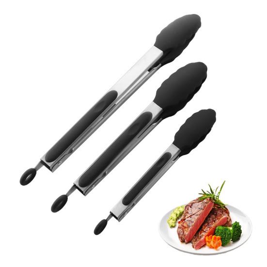 Набор из 3 кухонных щипцов, термостойкие щипцы с силиконовым наконечником для приготовления пищи