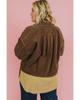 Brown Plus Size Color Block Corduroy Shacket