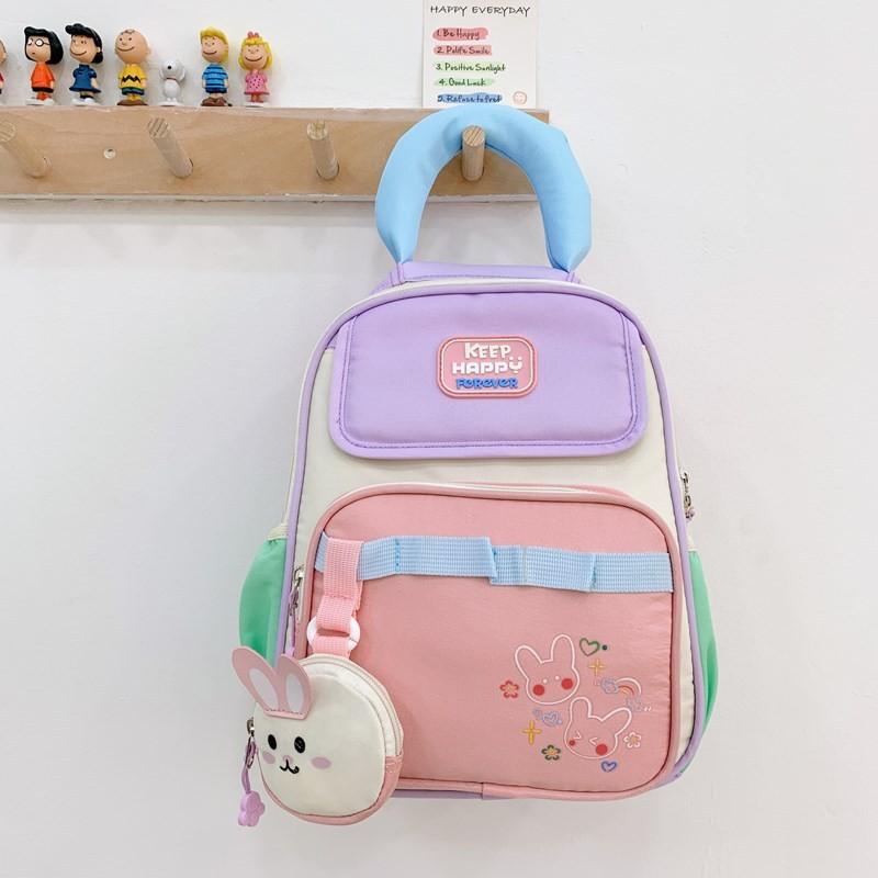 Backpack Blocked Color Kindergarten Backpack Casual Kids Lightweight Schoolbag