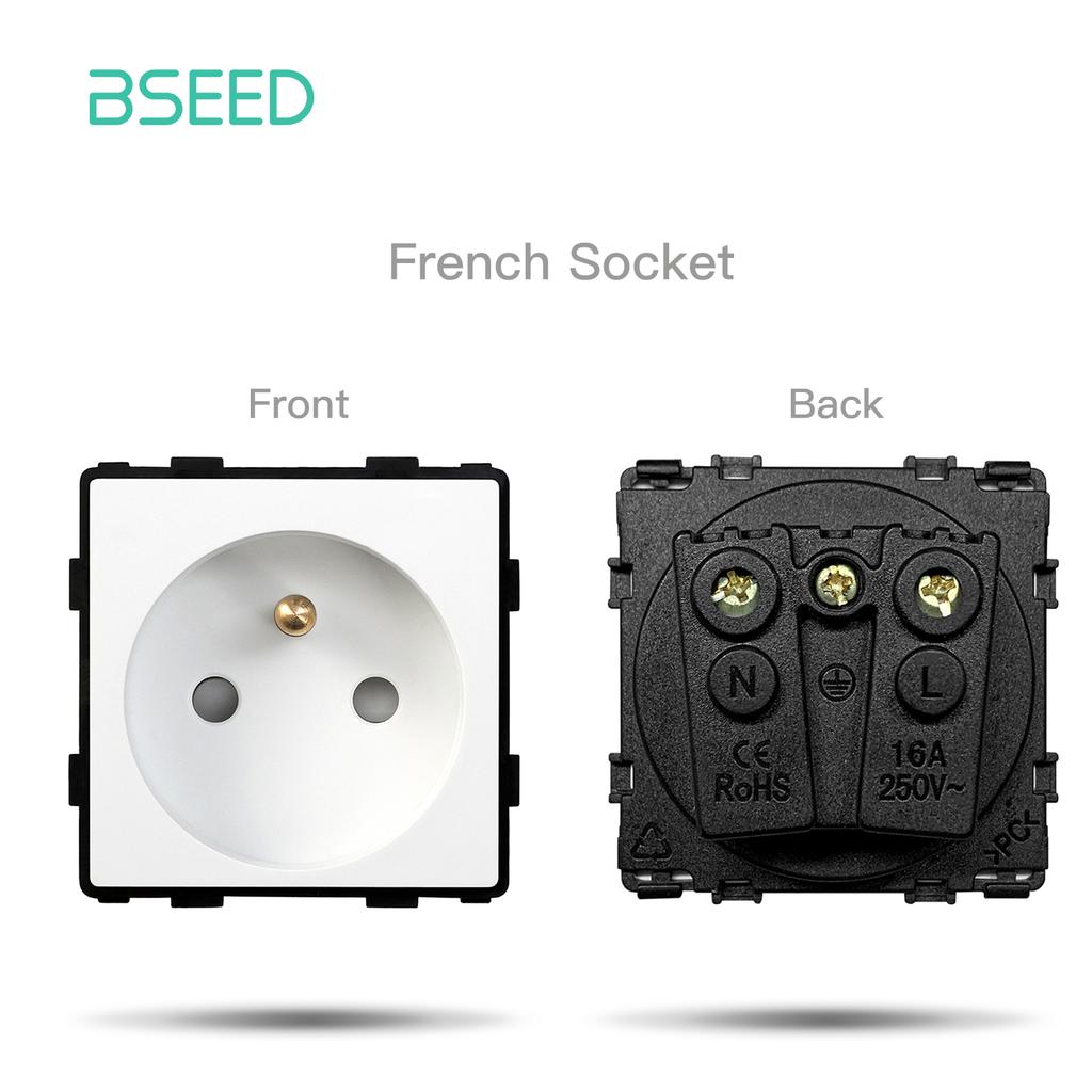 BSEED Zigbee Умные сенсорные выключатели 1/2/3 модуля Обычные французские настенные розетки Тип-C USB Функциональные модули Стеклянные панели DIY Комбинация