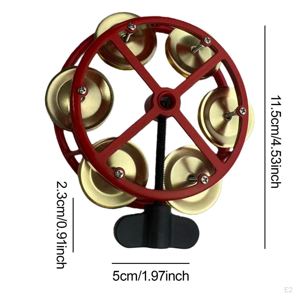 Hi Hat Tambourine Drum Cymbals Diameter 11.5cm Bell with Metal for Concert Ensemble Kids Adults