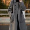 Женское шерстяное пальто большого размера свободного кроя средней длины, стройнящее, осенне-зимняя шерстяная верхняя одежда