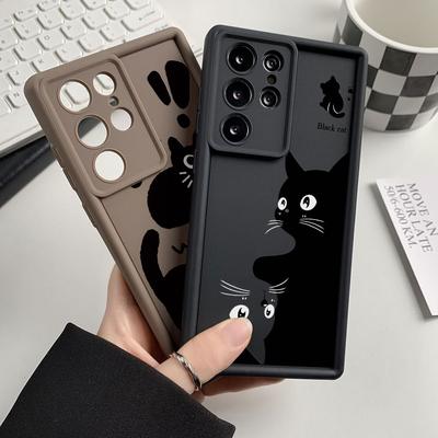 Силиконовый чехол для Samsung A55 5G A16 S25 Ultra S24 FE S23 Plus S22 A54 A53 A35 A34 A33 A25 A15 A14 A13 A06 A05 A05s Чехлы с котиками